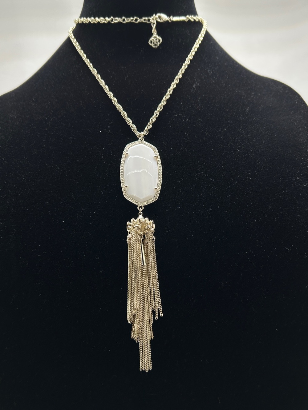 Kendra Scott, Rayne, Long Silver And Mother Of Pearl Necklace With Tassels